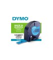 DYMO LetraTag - KunststoffEtiketten 12mm x 4m, Schwarz auf Blau