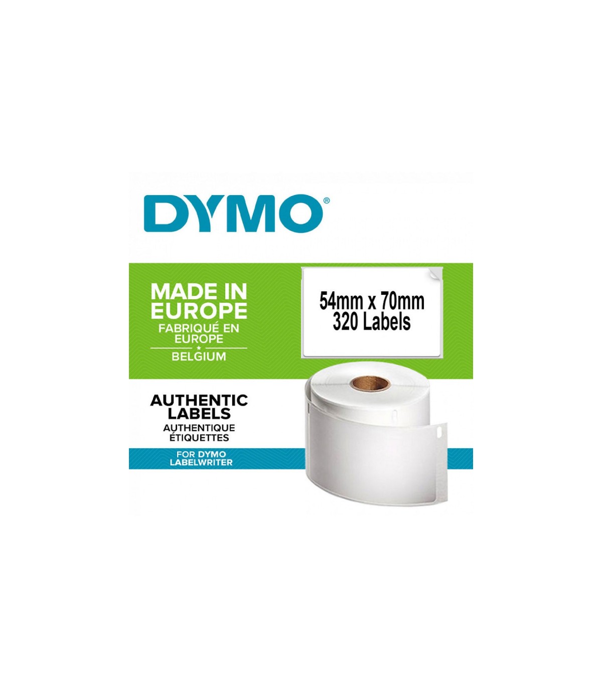 DYMO LabelWriter Boite de 1 rouleau de 320 étiquettes Multi-usages (Adhésif  semi permanent) 54mm x 70mm