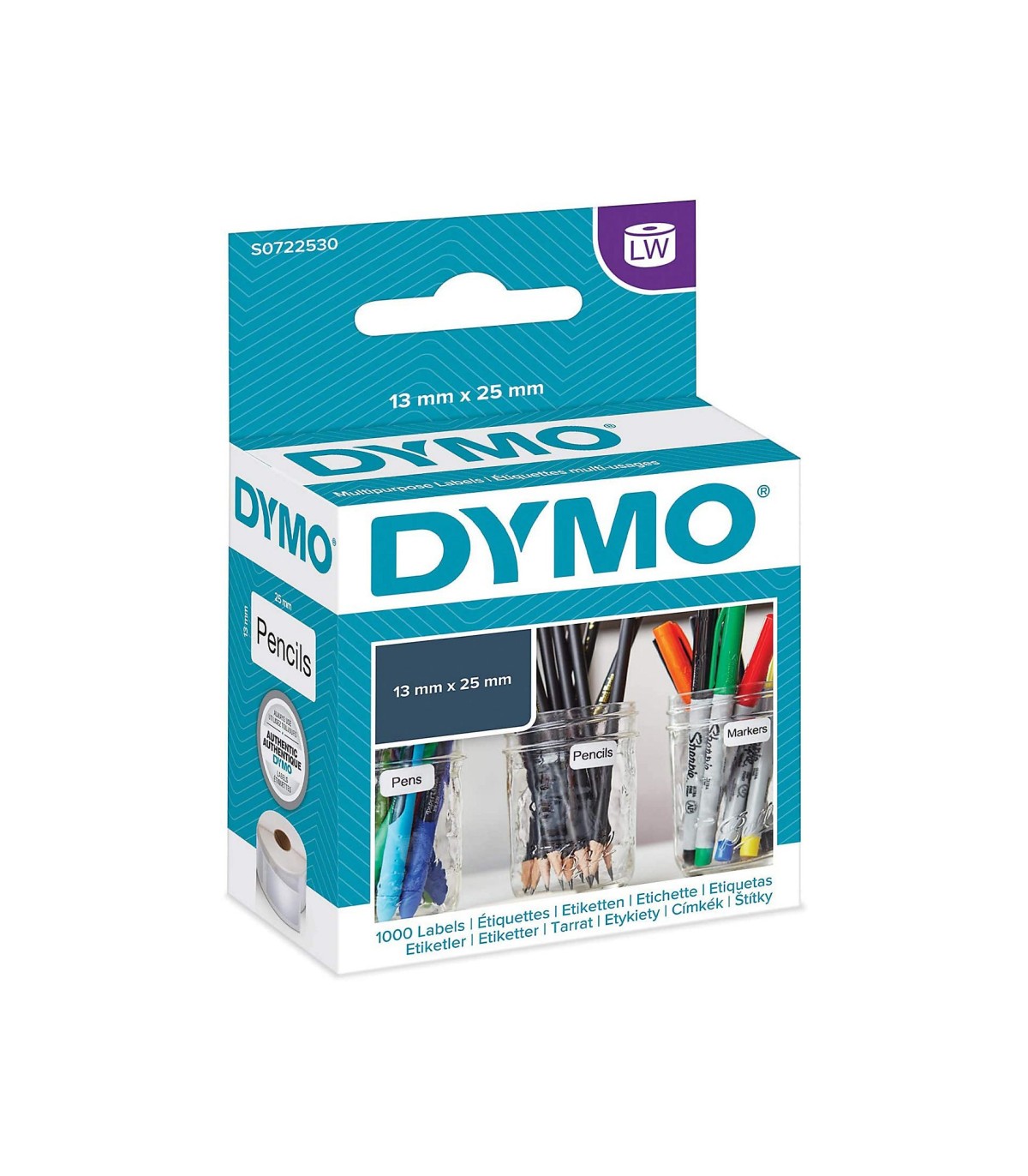 Dymo LabelWriter MultiPurpose - Ruban d'étiquettes auto-adhésives - 1  rouleau de 1000 étiquettes (13 x 25 mm) - fond blanc écriture noire Pas  Cher