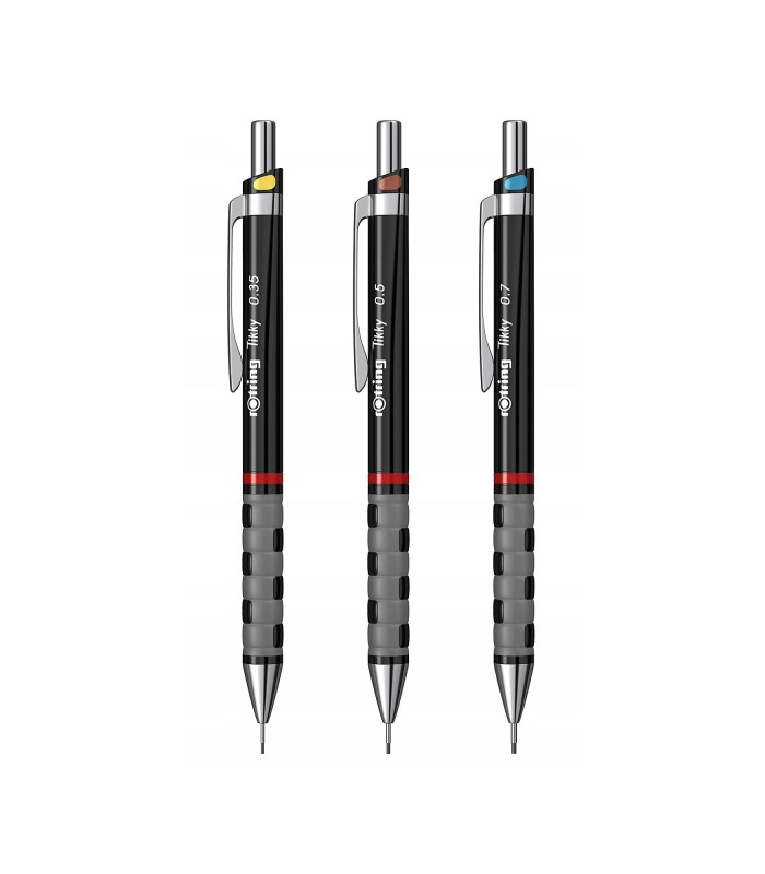 rOtring Tikky Mechanical Pencil - Set of 3 - Black barrel - HB 0.35/0.5 ...