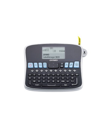 DYMO LabelManager 360D Beschriftungsgerät, AZERTY-Tastatur + D1 Schwarz/Weiß 19m Etikettenkassette + Lithium-Ionen-Akku + Ladege