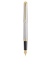WATERMAN Hemisphere stylo plume, acier inoxydable, plume moyenne,  attributs dorés, Coffret cadeau