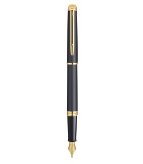 WATERMAN Hemisphere stylo plume, noir mat, plume fine, attributs dorés, Coffret cadeau
