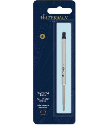 WATERMAN recharge bille , pointe moyenne, noire, blister X 1