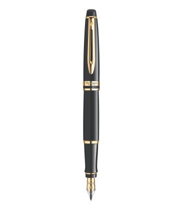 WATERMAN Expert Stylo plume, Noir, plume fine, cartouche encre bleue, Coffret cadeau