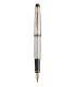 WATERMAN Expert Stylo plume, Acier Inoxydable, plume fine, cartouche encre bleue, Coffret cadeau