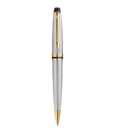 WATERMAN  Expert Stylo bille,  Acier Inoxydable, recharge bleue pointe moyenne, Coffret cadeau