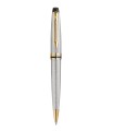 WATERMAN  Expert stylo bille,  Acier Inoxydable avec Attributs dorés, recharge bleue pointe moyenne, Coffret cadeau
