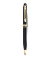 WATERMAN Expert Ballpoint Pen, Black Lacquer, Gold Trims, medium Point, Blue Ink Refill - Gift Boxed