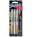 Sharpie Permanent Markers, Assorted Metallic Colours, Fine Tip, 3 Count, blister pack