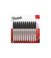 Sharpie Permanent Markers, Fine Point 0.9mm, Black, 12 Count, blister pack