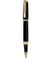 Waterman exception stylo roller, idéal noir, attributs dorés, recharge encre noire pointe fine, en écrin