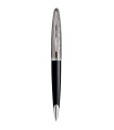 Waterman Carène Contemporain stylo plume, noir, attributs chromés, recharge encre bleue pointe moyenne, en écrin