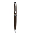 Waterman Expert stylo bille, chocolat, attributs chromés, recharge bleue pointe moyenne, en écrin