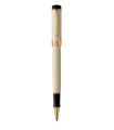 Parker Duofold stylo roller, Ivoire, attributs dorés, recharge encre noire pointe fine, en écrin