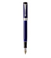 Parker Duofold International stylo plume, bleu, attributs chromés, plume moyenne 18K, en écrin