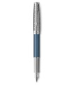PARKER Sonnet Premium Fountain Pen, Metal and Blue Lacquer, Palladium Trims, 18K Fine Nib - Gift Boxed