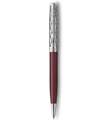 PARKER Sonnet Premium Stylo bille, métal et laque Rouge, Recharge noire pointe moyenne, Coffret cadeau