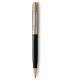 PARKER Sonnet Premium Ballpoint Pen, Metal and Black Lacquer, Gold Trims, Fine Point, Black ink Refill - Gift Boxed