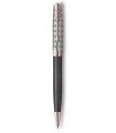 PARKER Sonnet Premium Ballpoint Pen, Metal and Grey Lacquer, Pink Gold Trims, Fine Point, Black ink Refill - Gift Boxed
