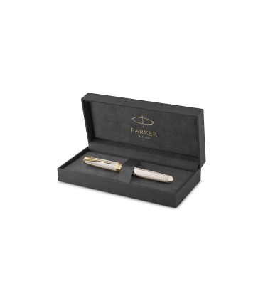 PARKER Sonnet Premium, Stylo plume, Argent Mistral (Argent massif), Plume  fine 18k, Coffret cadeau