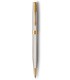 PARKER Sonnet Ballpoint Pen, Silver Mistral (Silver Sterling), Gold Trims, Fine Point, Black ink Refill - Gift Boxed