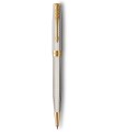 PARKER Sonnet Ballpoint Pen, Silver Mistral (Silver Sterling), Gold Trims, Fine Point, Black ink Refill - Gift Boxed