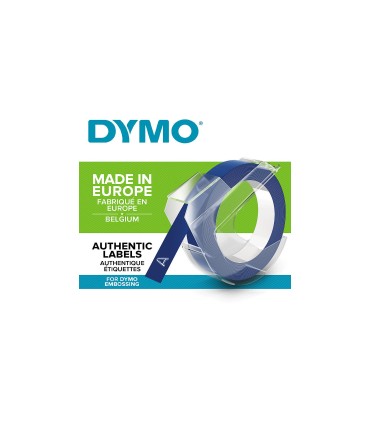 DYMO LetraTag - 3D selbsklebende PrägeEtiketten, 9mm x 3m, Weiß auf Blau