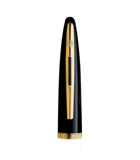 Cap for WATERMAN Carène, Black, Fountain Pen and Rollerball, Gold trims.