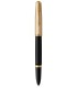 PARKER 51 Deluxe Stylo Plume, Corps Résine Noire + Capuchon plaqué or, Plume fine 18k, Coffret cadeau