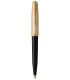 PARKER 51 Deluxe, Ballpoint Pen, Black Resin barrel + Gold plated cap, Gold trims, black ink refill medium point, Gift Boxed