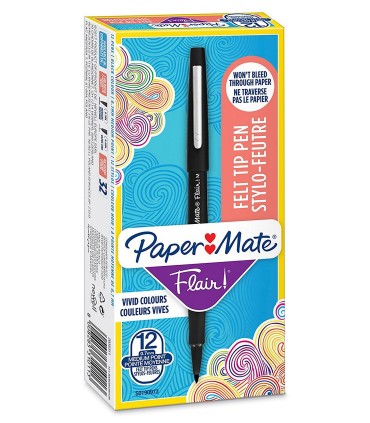 Paper Mate Flair Original - 1 Feutre Noir - pointe moyenne 0.7 mm