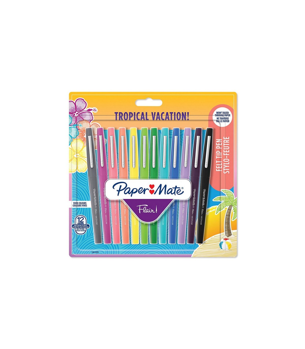 Paper Mate Flair Tropical Vacation - 12 Felt Tip Pens - Assorted