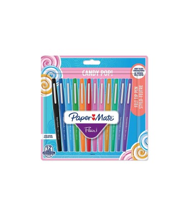 Paper Mate Flair Candy POP - 12 Filzstifte - sortierte Farben - mittlere Spitze 0,7 mm