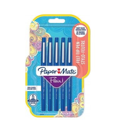 Paper Mate Flair Original - 5 Filzstifte - Blau - mittlere Spitze 0,7 mm