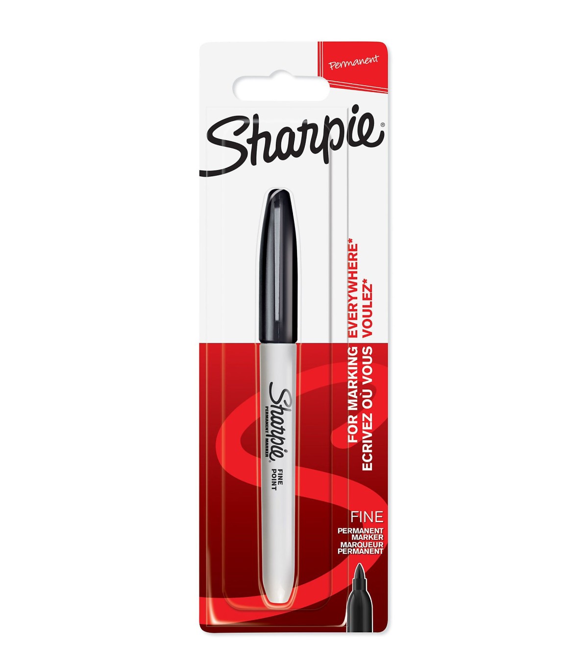 SHARPIE - 1 marqueur permanent - Noir - Pointe Fine - sous blister