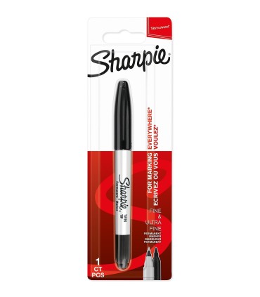 SHARPIE - 1 marqueur permanent - Noir - Pointe Fine & Ultra fine - sous blister