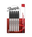 SHARPIE - 5 permanent markers - Black - Fine point - blister