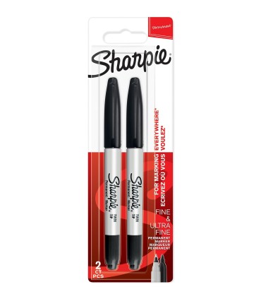 Sharpie Permanent Markers Black Fine Point Tip 0.9mm GENUINE SHARPIES 5 PACK