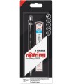 rOtring Tikky Mechanical Pencil set, Black barrel, HB 0.5 mm, 12 leads, 1 Eraser, blister