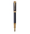 PARKER Duofold Prestige - Centennial stylo plume, Chevron Bleu, attributs dorés, Plume moyenne en or 18K, Coffret cadeau