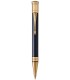 PARKER Duofold Prestige Stylo bille, Chevron Bleu, Recharge noire pointe moyenne, Coffret cadeau