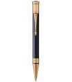 PARKER Duofold Prestige - stylo bille, Chevron Bleu, attributs dorés, Recharge noire pointe moyenne, Coffret cadeau