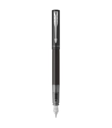 PARKER VECTOR XL Füllfederhalter, Schwarze metallic-lackierung auf messing, feine Feder, blaue Tintenpatrone, Geschenkbox