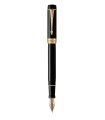 PARKER Duofold Centennial Size Fountain Pen, Black barrel, Gold trims, Fine 18K Gold Nib - Gift boxed