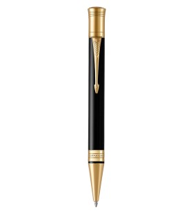 PARKER Duofold Ballpoint Pen, Black barrel, Gold trims, Medium point, Black ink Refill - Gift boxed
