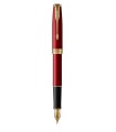 PARKER Sonnet Fountain Pen, Red lacquer, Gold trims, Fine nib - Gift boxed