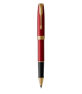 PARKER Sonnet stylo roller, laque rouge, attributs dorés, Recharge noire pointe fine – Coffret cadeau