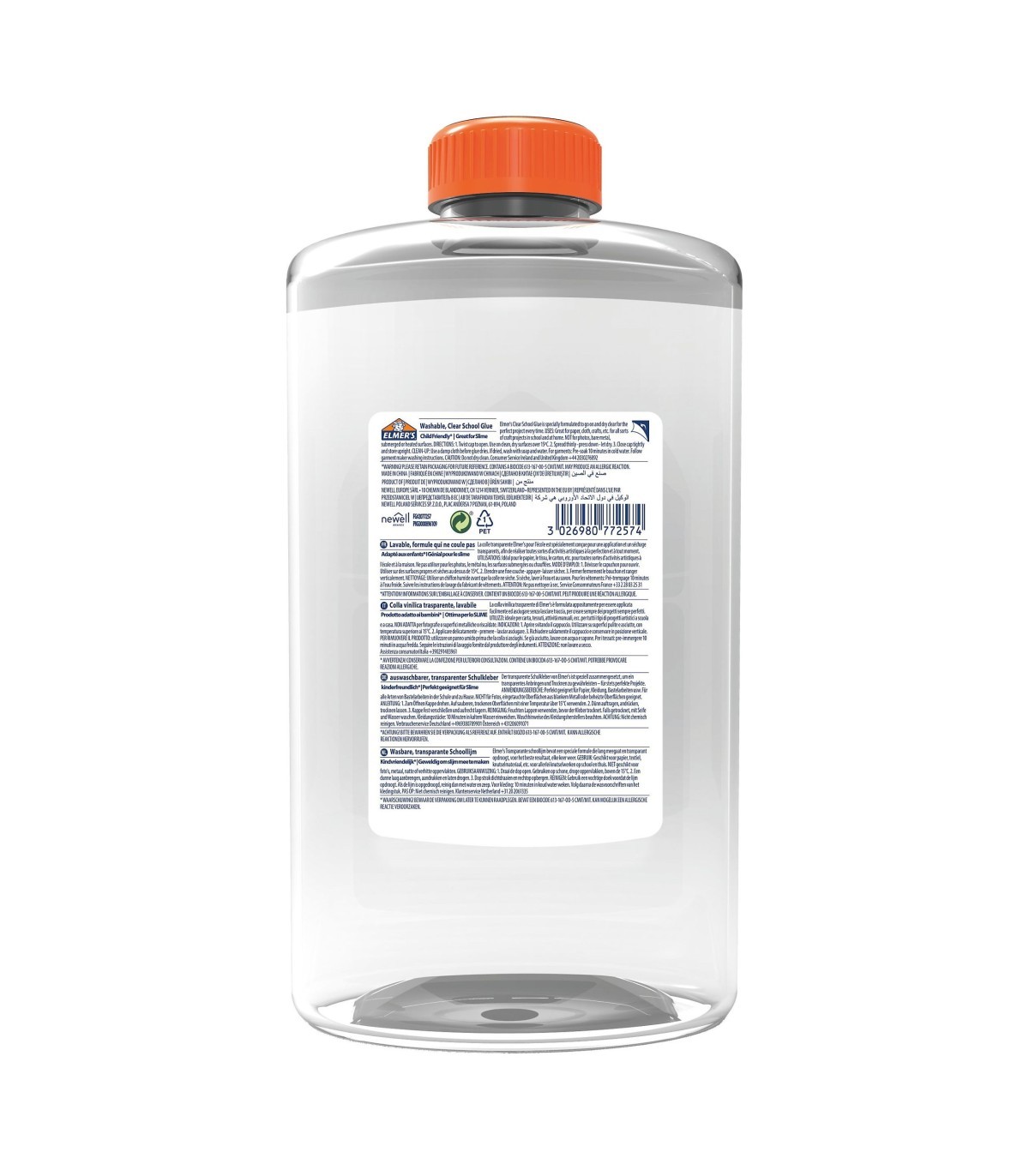 Elmer's colle liquide transparente, lavable et adaptée aux enfants, pour  travaux manuels ou slime, 946 ml