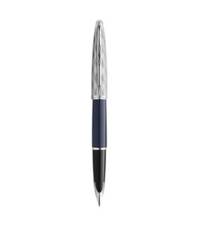 WATERMAN Spécial Edition Carene Deluxe Fountain Pen, Blue, Palladium trims, fine Nib 18K, blue ink cartridge - Gift Boxed